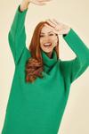 Yumi Green Roll Neck Knitted Midi Jumper Dress thumbnail 5