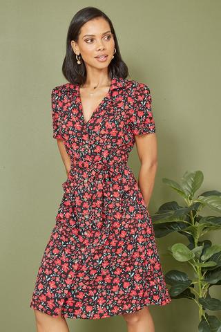 Floral Print Pleated Cami Midi Dress - New In from Yumi UK