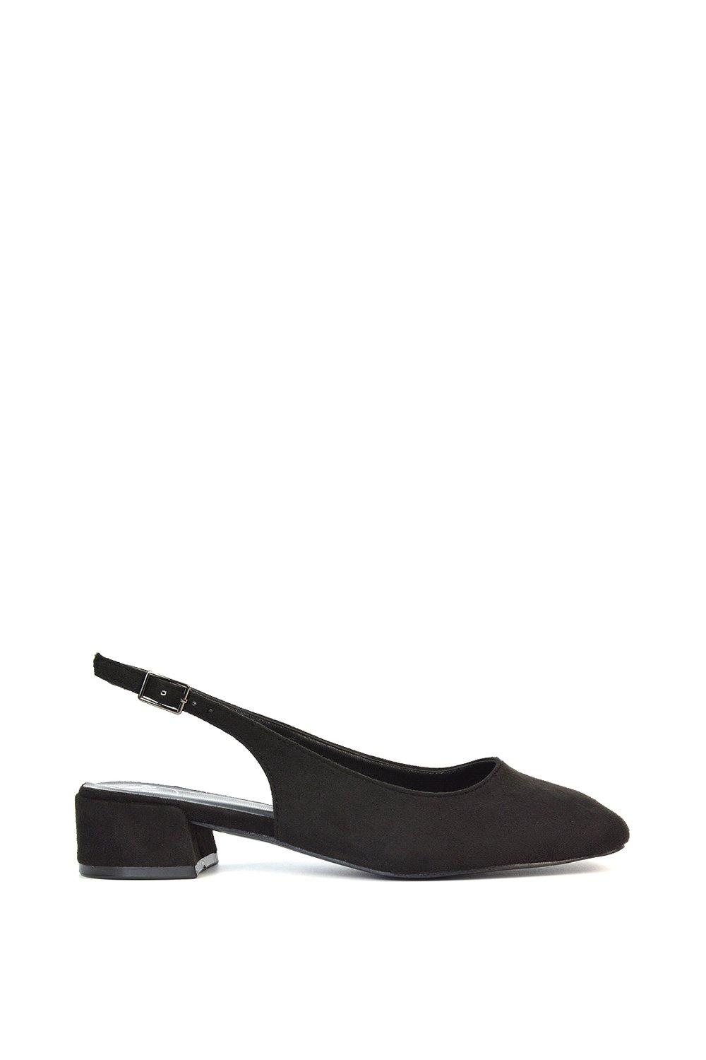 Heels | 'Jilly' Square Toe Slingback Low Block Heel Court Shoes | XY London