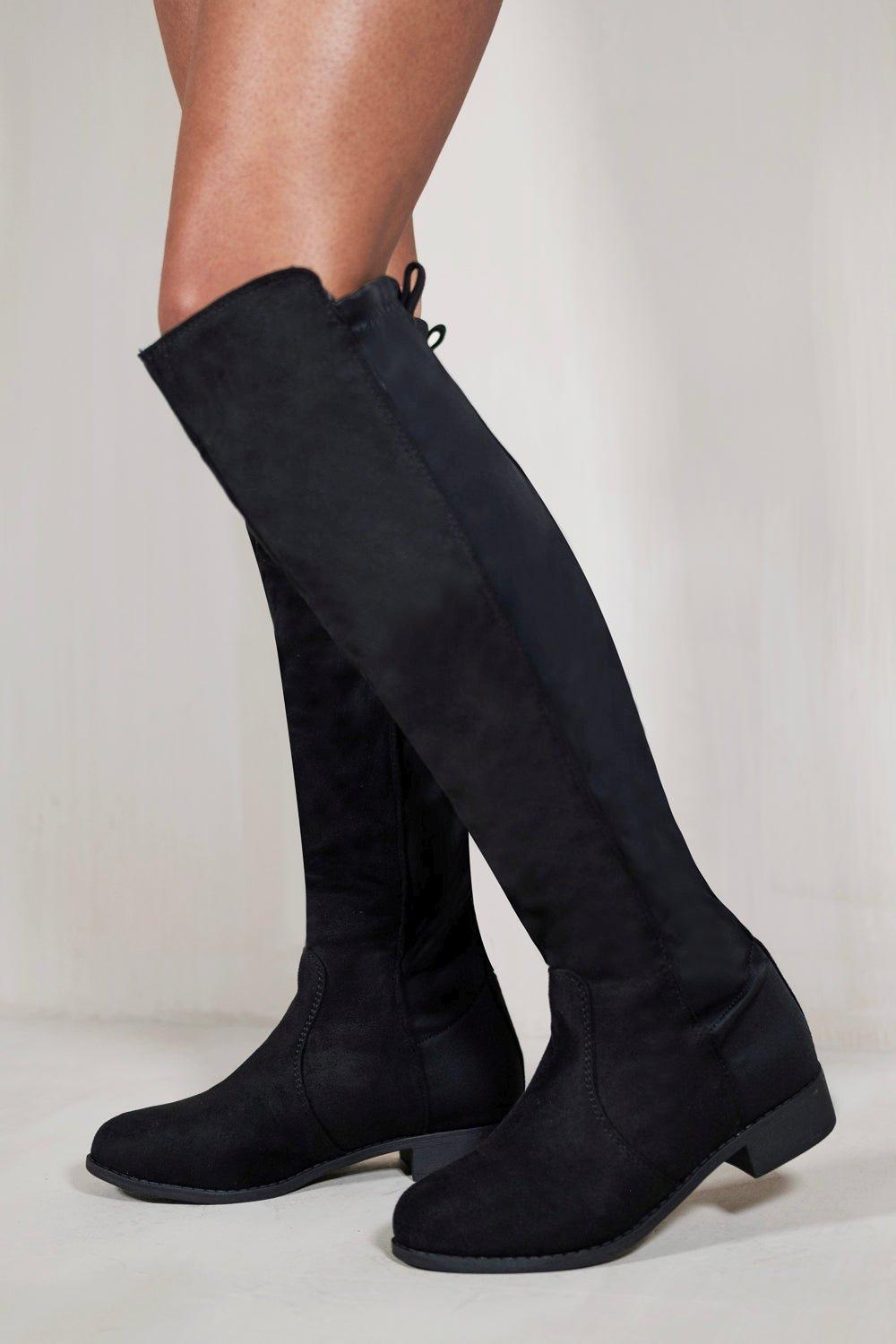 Boots | 'Diem' Over The Knee Pull On Boots With Low Heel | Where's That ...