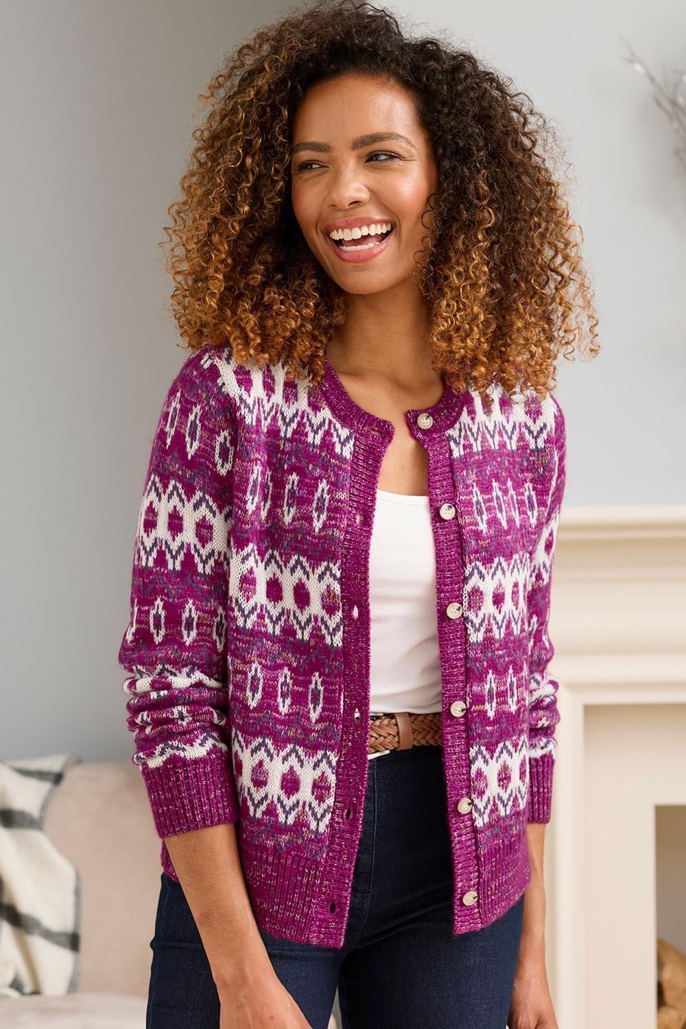 Jumpers Cardigans Fair Isle Cardigan Cotton Traders