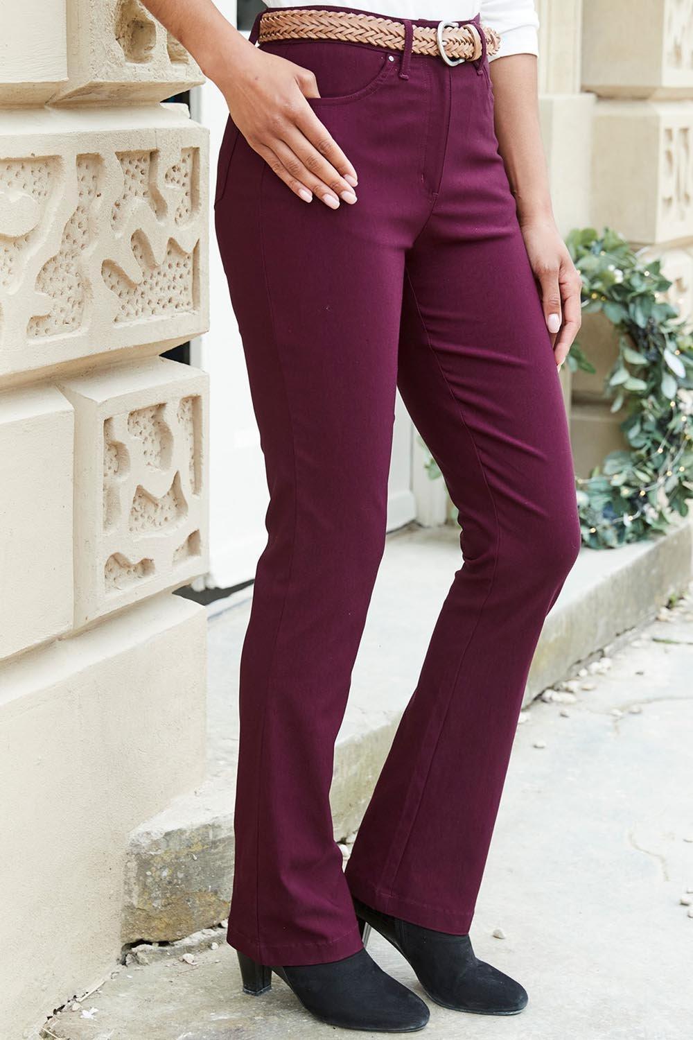 Red Stretch Bootcut Trousers - BrandAlley