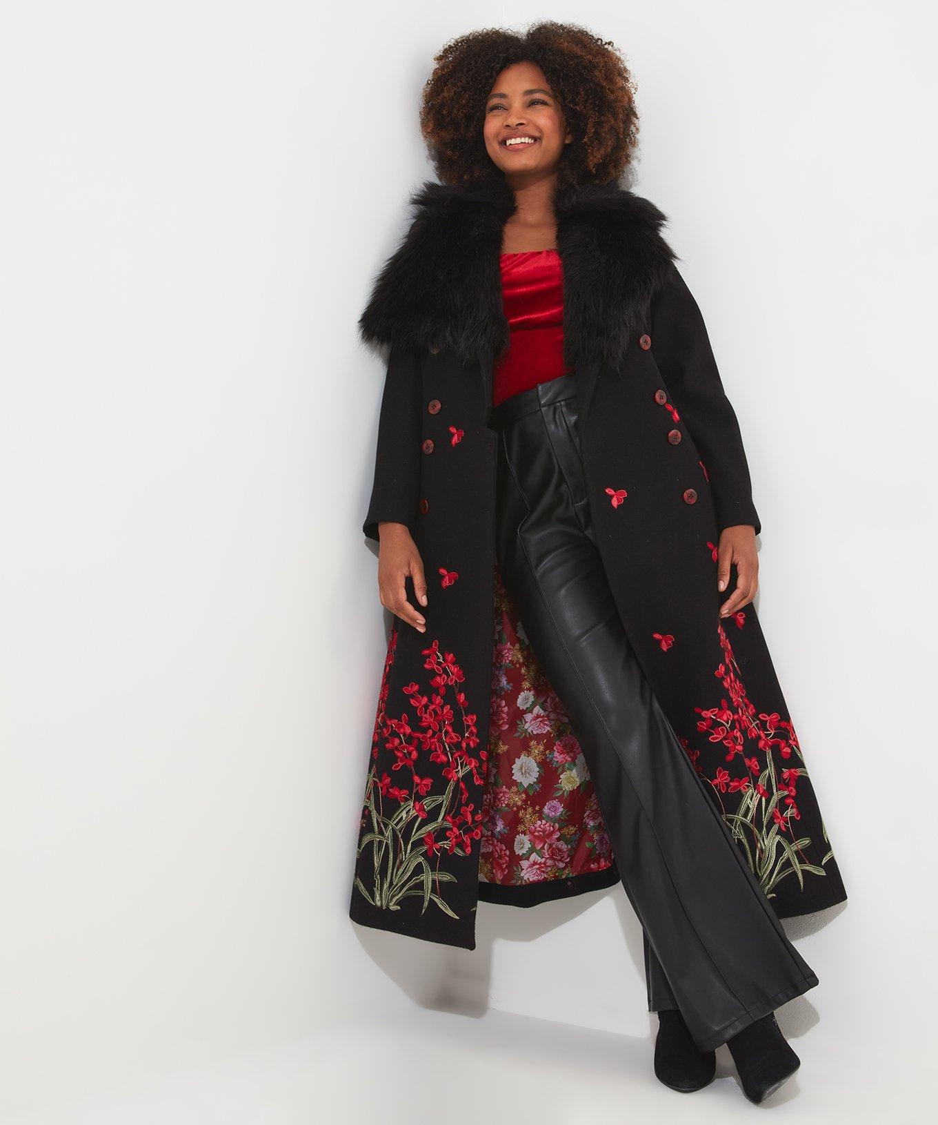 Floral faux 2024 fur coat