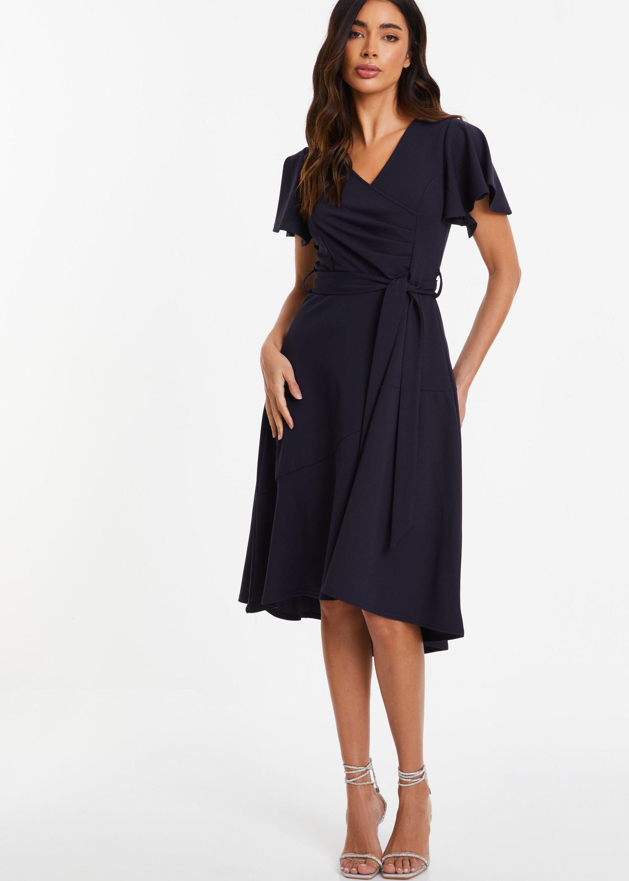 Dresses | Frill Sleeve Wrap Midi Dress | Quiz