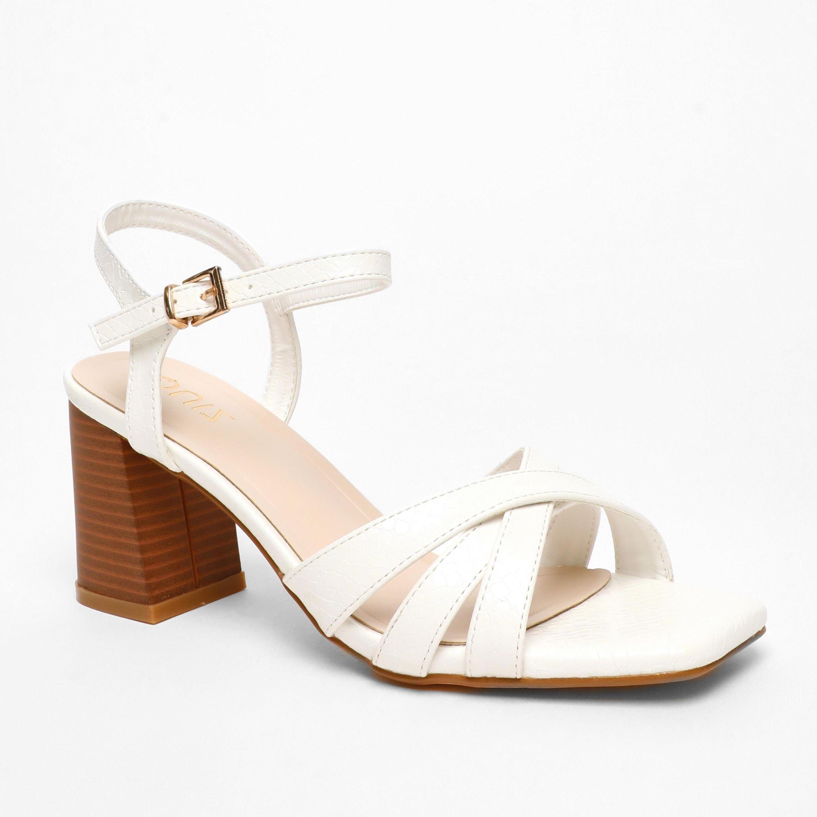 Heels | Faux Leather Strappy Block Heeled Sandals | Quiz