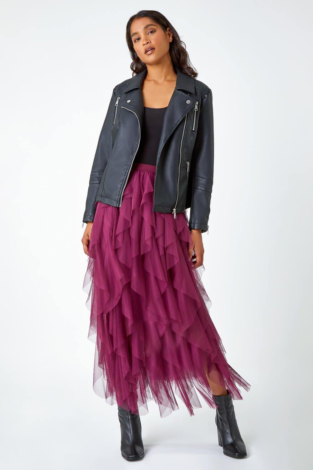 Elasticated Mesh Layered Skirt