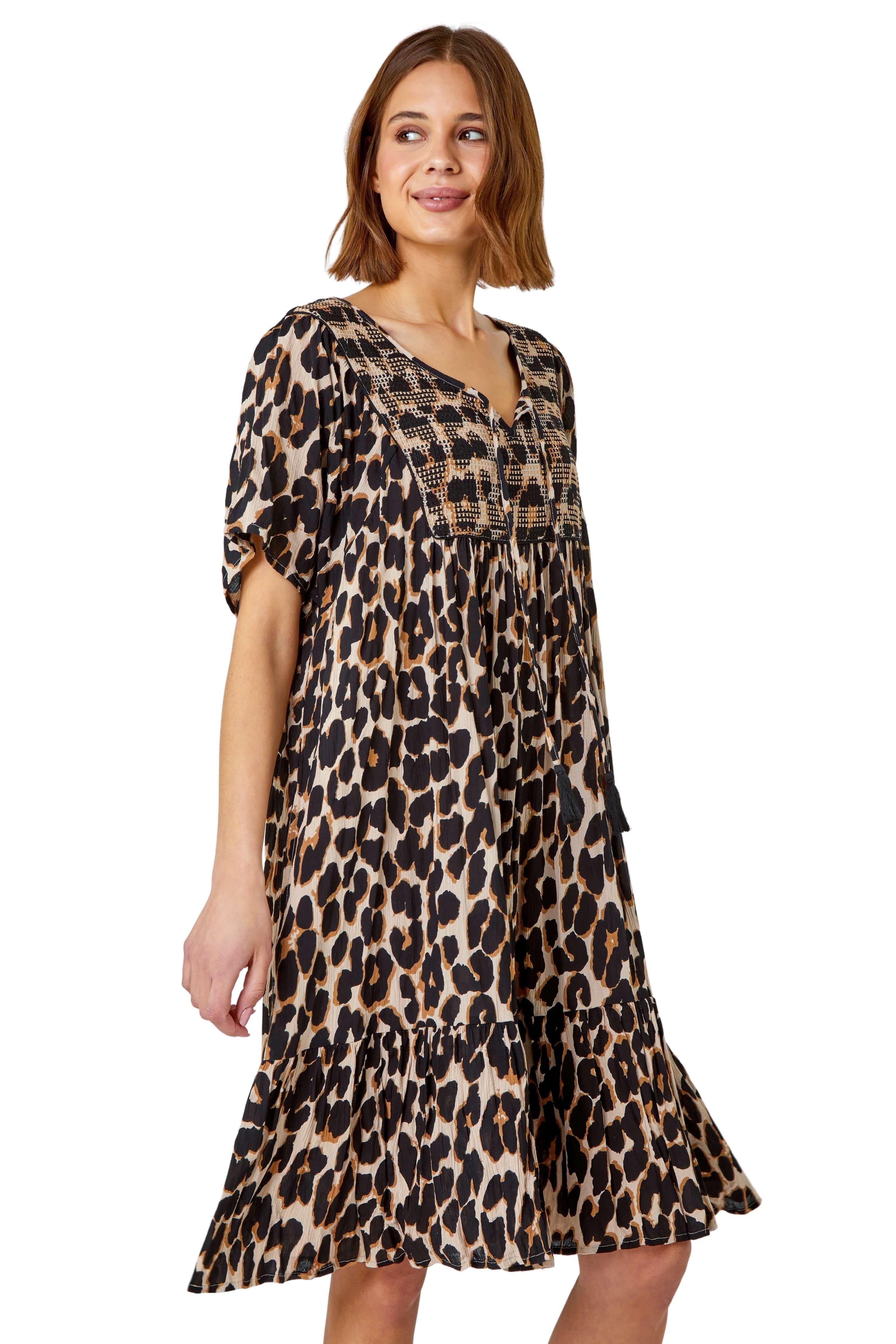 Leopard print hotsell smock dress