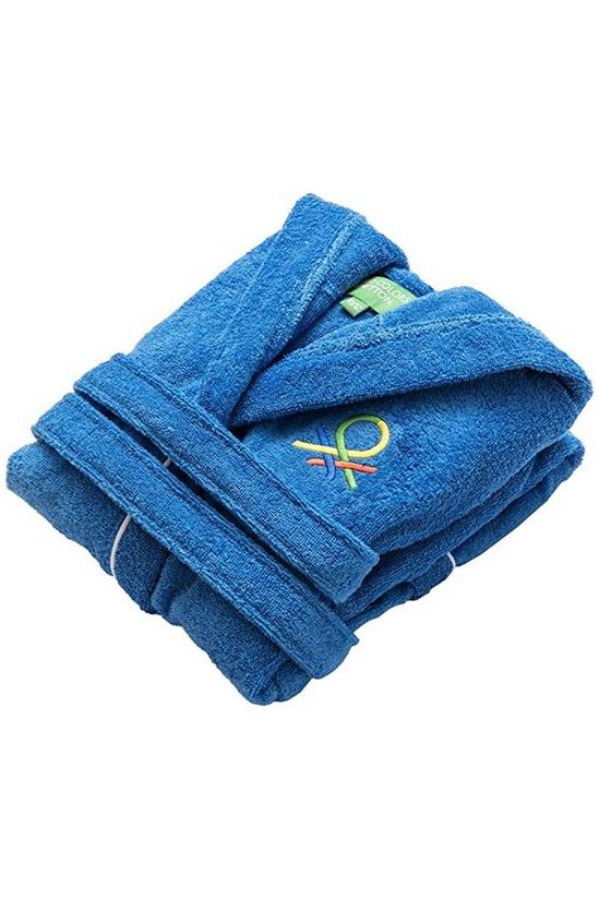 United Colors of Benetton United Colors 100% Cotton Kids Bathrobe with Hoodie 7-9 Years Old Blue 3