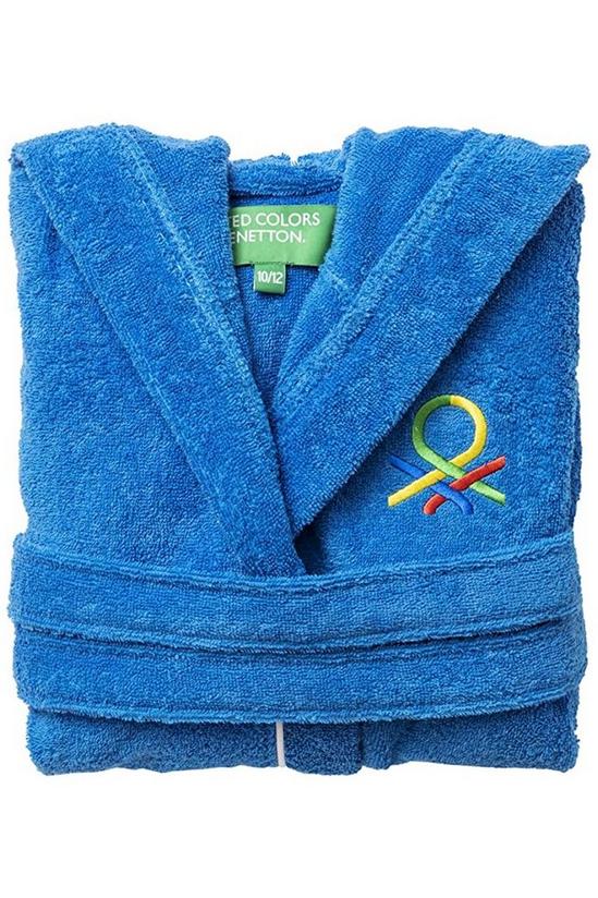 United Colors of Benetton United Colors 100% Cotton Kids Bathrobe with Hoodie 7-9 Years Old Blue 4