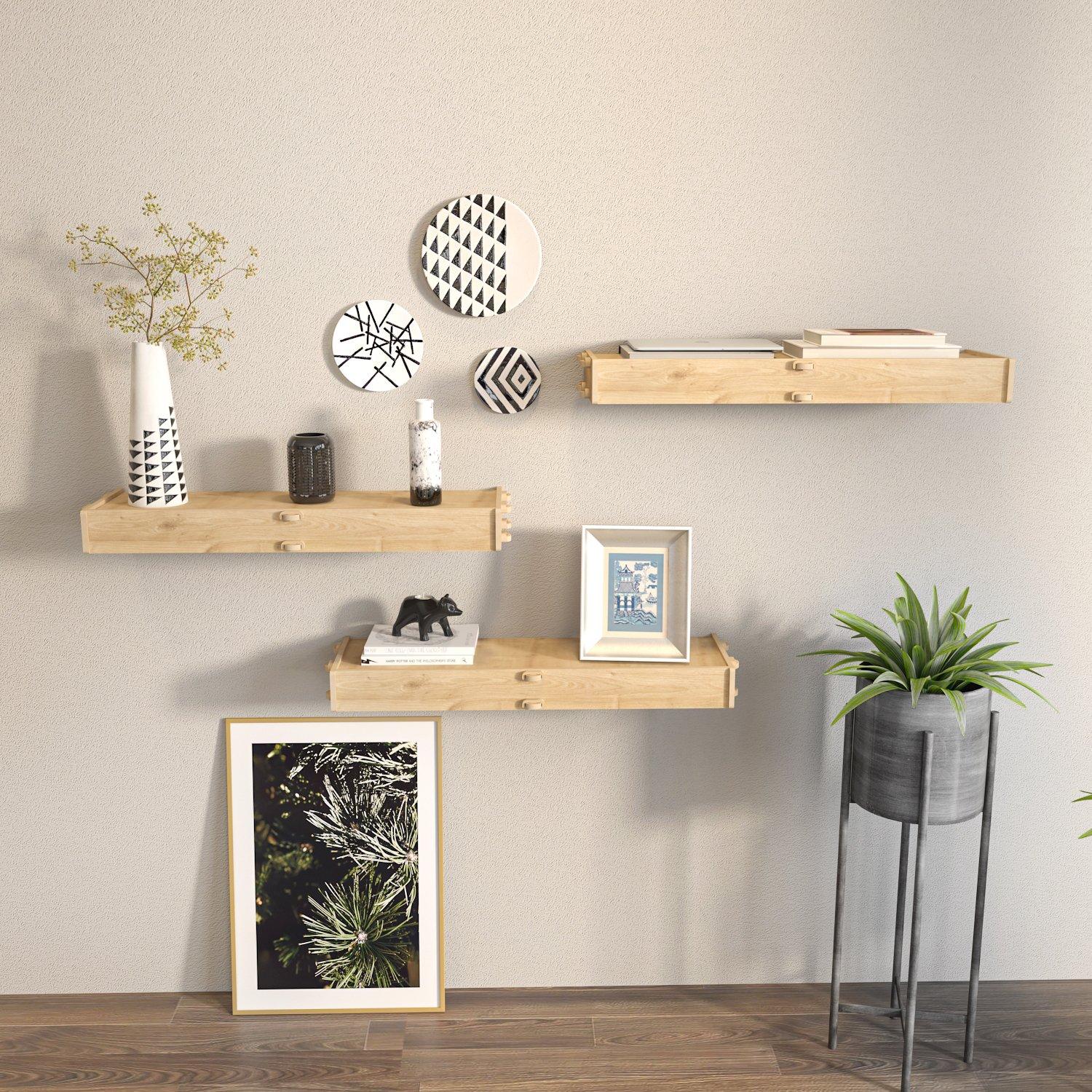 Shelves & Bookcases | Hiko 3-pieces MDF Wall Mounted Shelf Set Wall ...