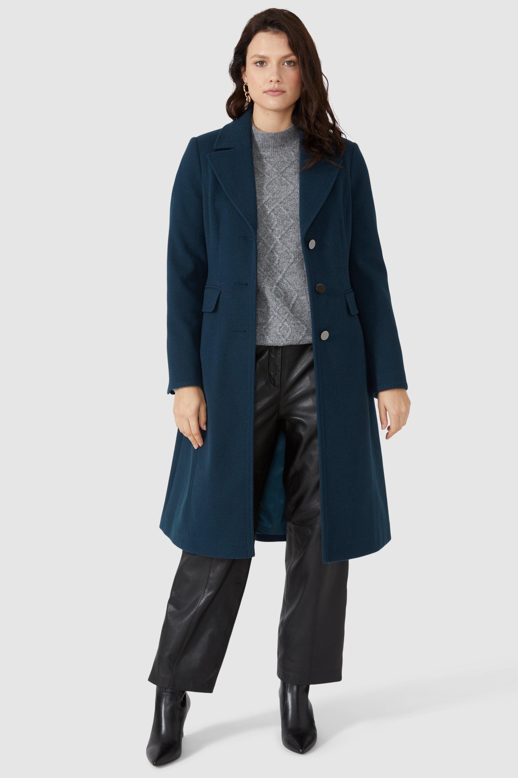 Navy fit outlet and flare coat