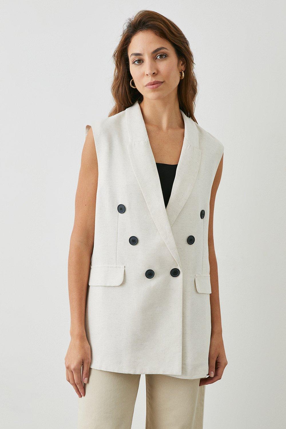 Jackets Coats Linen Blend Sleeveless Jacket Principles