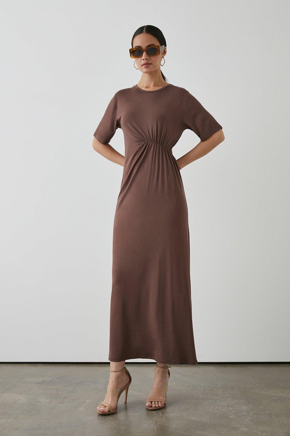 Ruched waist maxi outlet dress