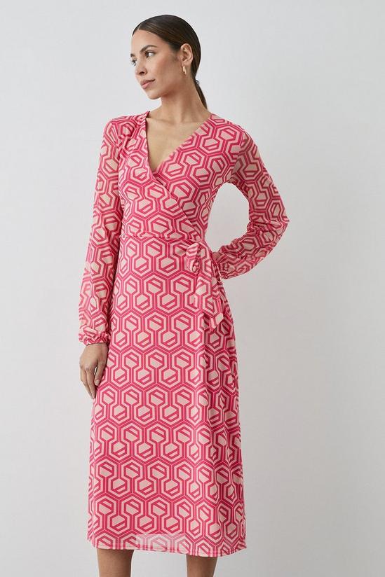 Principles Pink Geo Jersey Wrap Dress 1