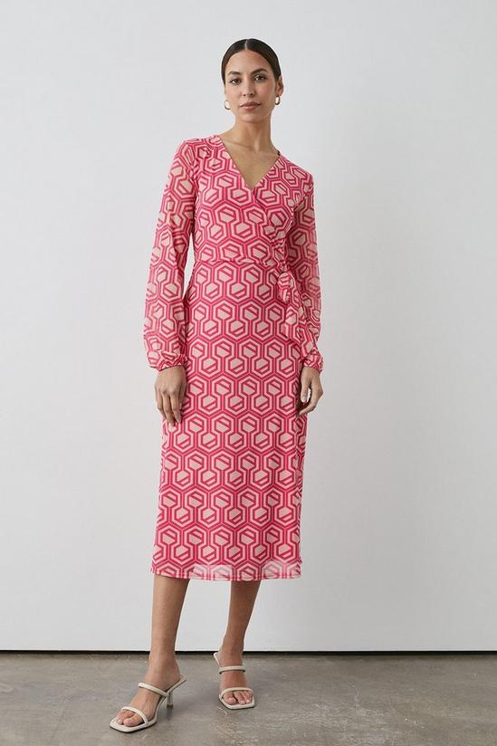 Principles Pink Geo Jersey Wrap Dress 2