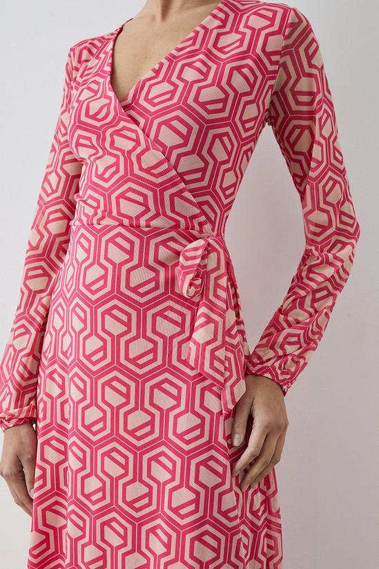Principles Pink Geo Jersey Wrap Dress 3