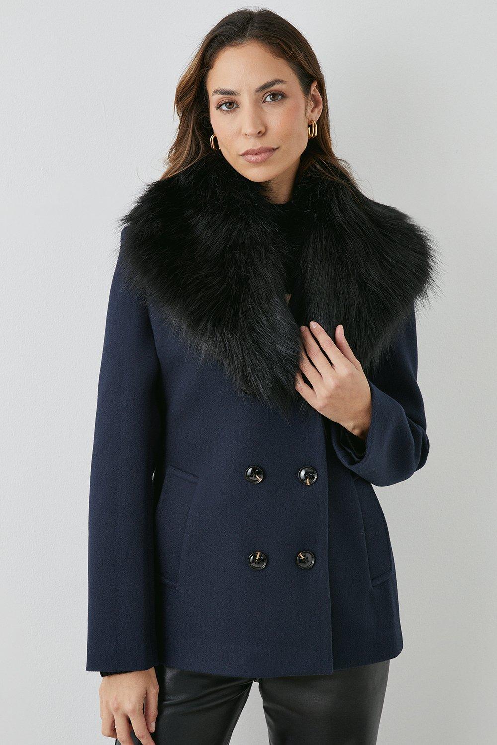 Fur peacoat on sale