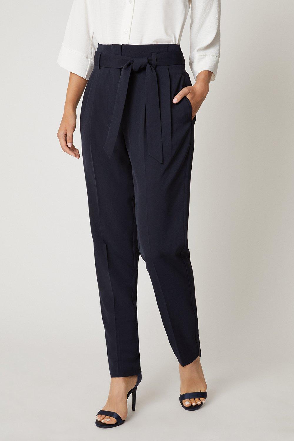 Navy on sale paperbag trousers