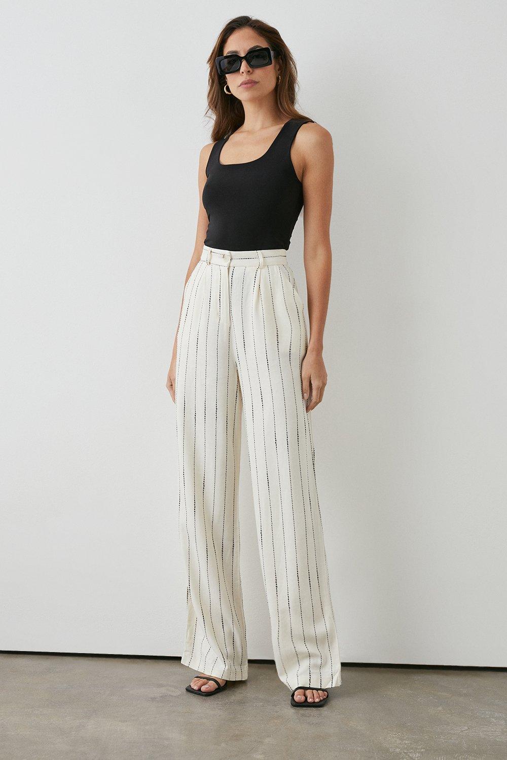 Trousers, Stripe Wide Leg Trouser