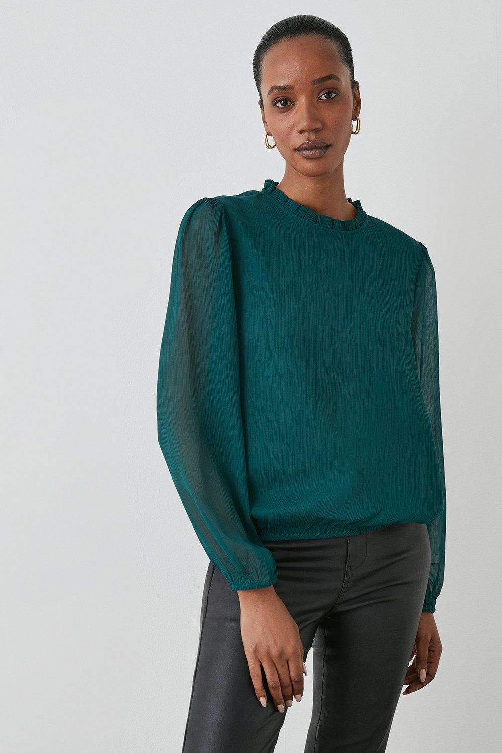 Tops | Ruffle Neck Bubble Hem Top | Principles