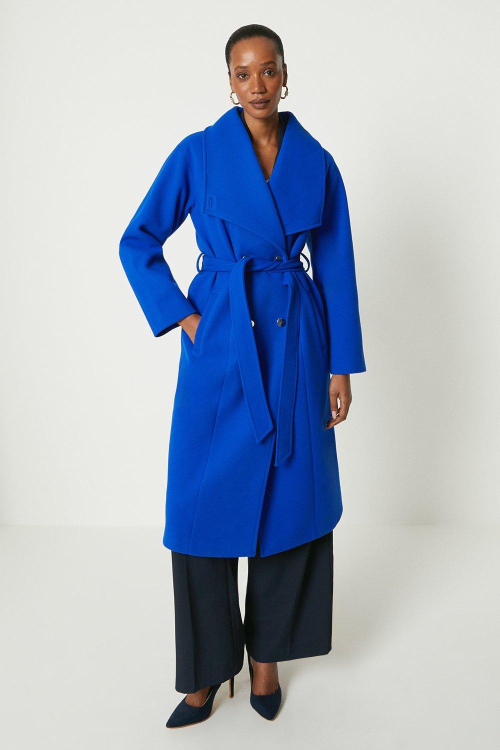 Blue belted clearance coat