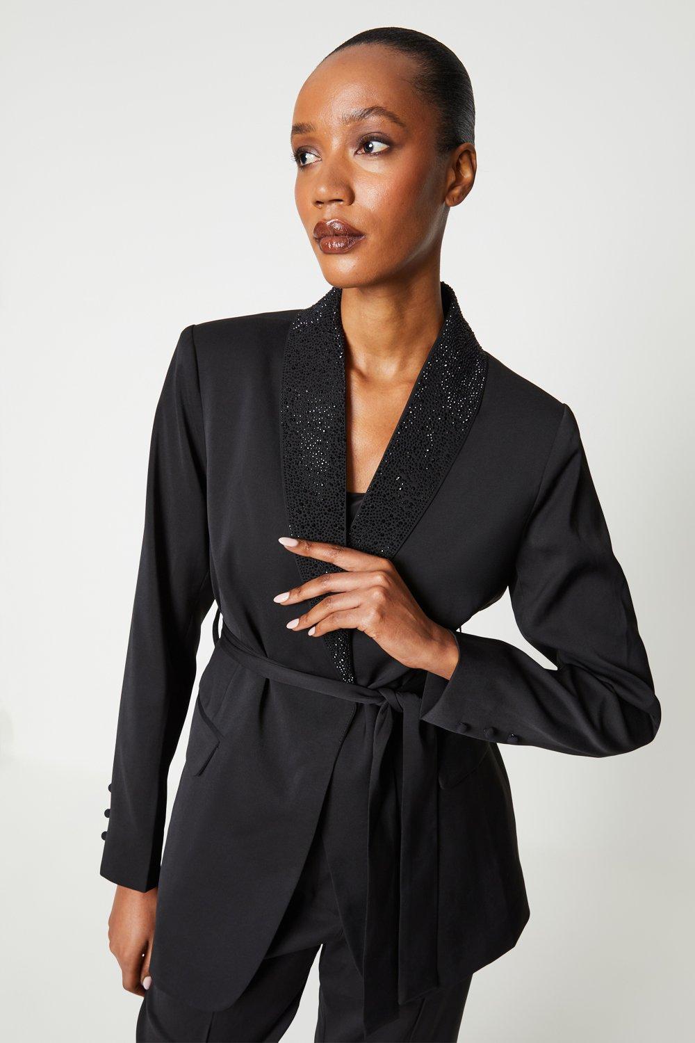 Belted shop black blazer