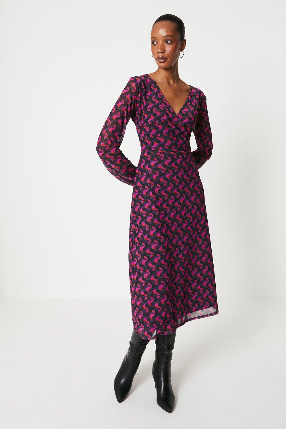 Geo print midi clearance dress